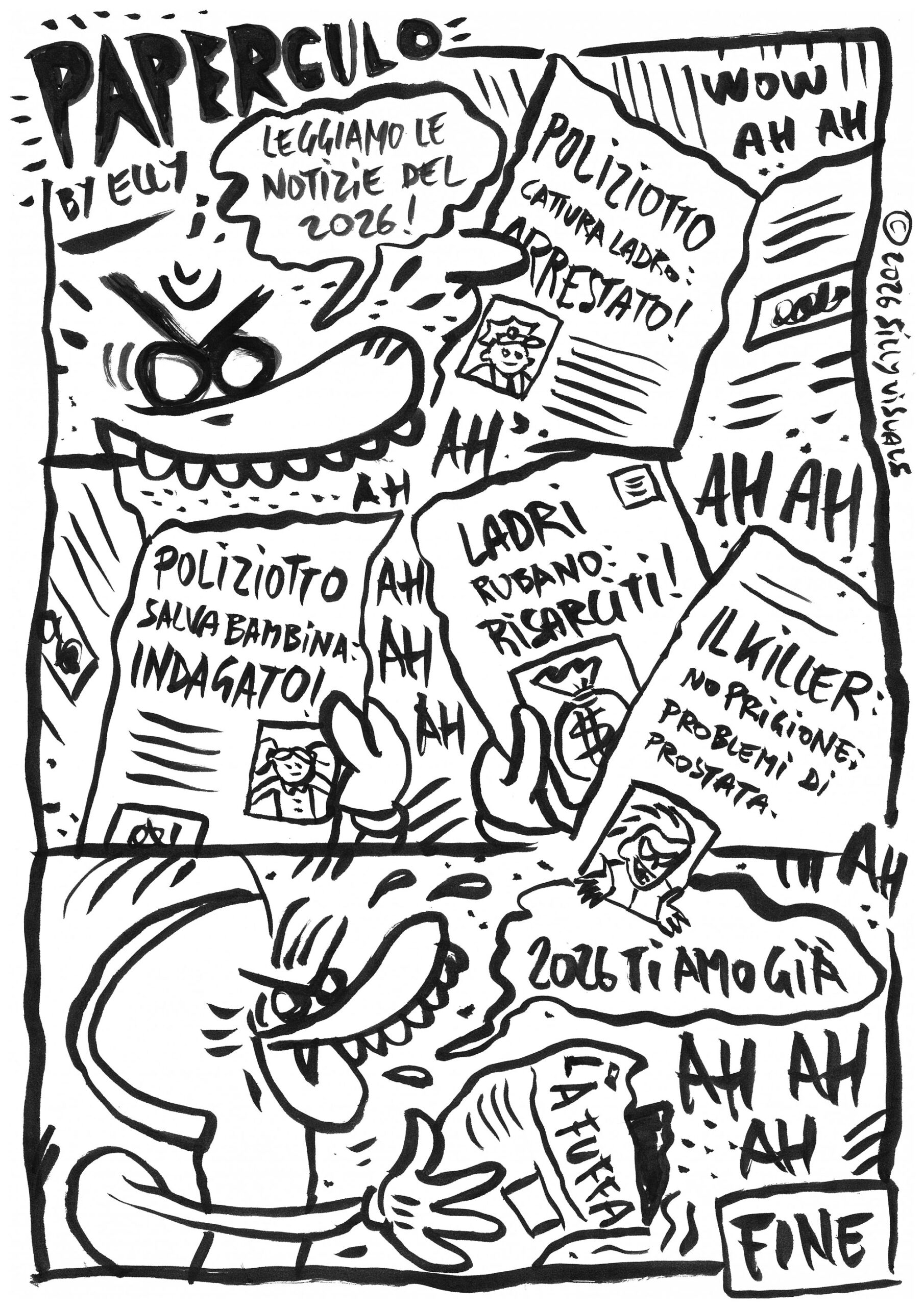 paperculo leggiamo le notizie del 2026: poliziotto cattura ladro, viene arrestato.ladri rubano: risarciti, poliziotto salva bambina: indagato, il killer no prigione, problemi di prostata. 2026 ti amo gia!ahah
