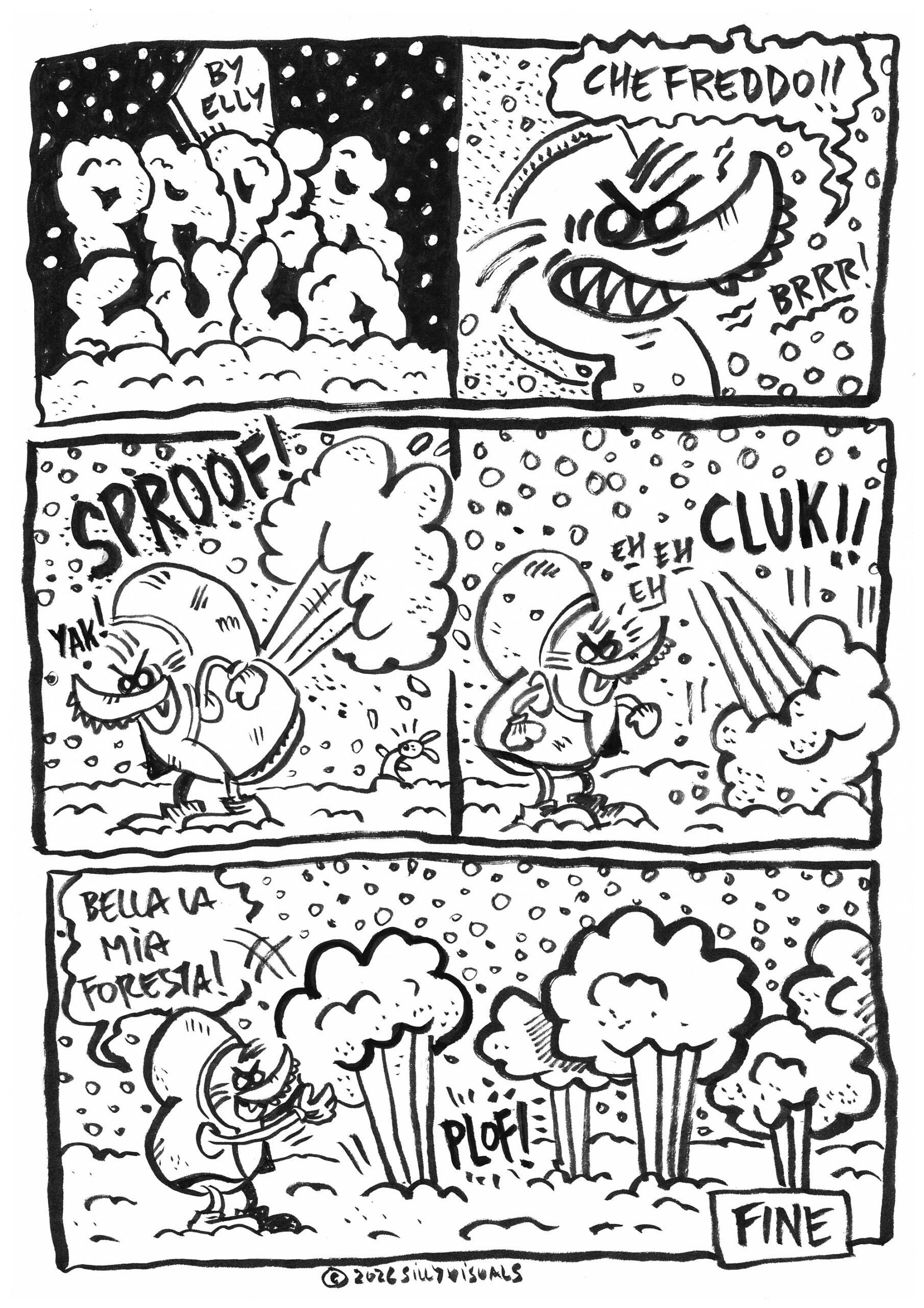 paper culo al freddo scorreggia e fa crescere una foresta - fumetto umoristico di elly 2026